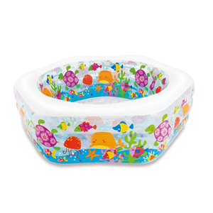 استخر بادی کودک اینتکس intex کف بادی 6 ضلعی طرح آکواریوم مدل 56493-اسباب بازی